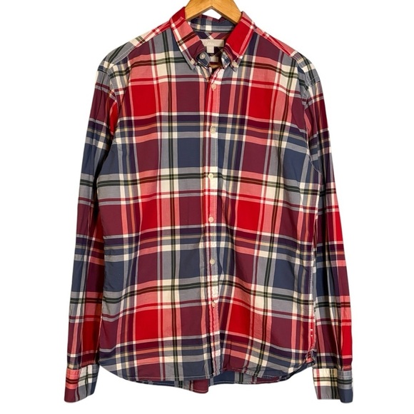 Boden Men's Red Plaid Regular Fit Button Down Shirt Business Casual Sz Medium‎ - Picture 1 of 10